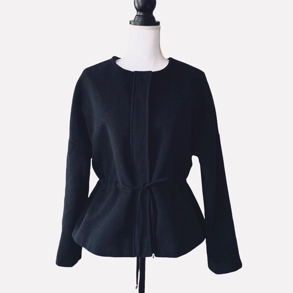 EVETTE & K BLACK WOOL ZIP UP JACKET